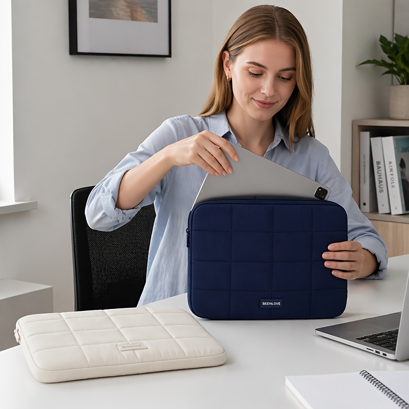 cute quilted laptop sleeve zipper closure fits 13 13 3 14 - Temu