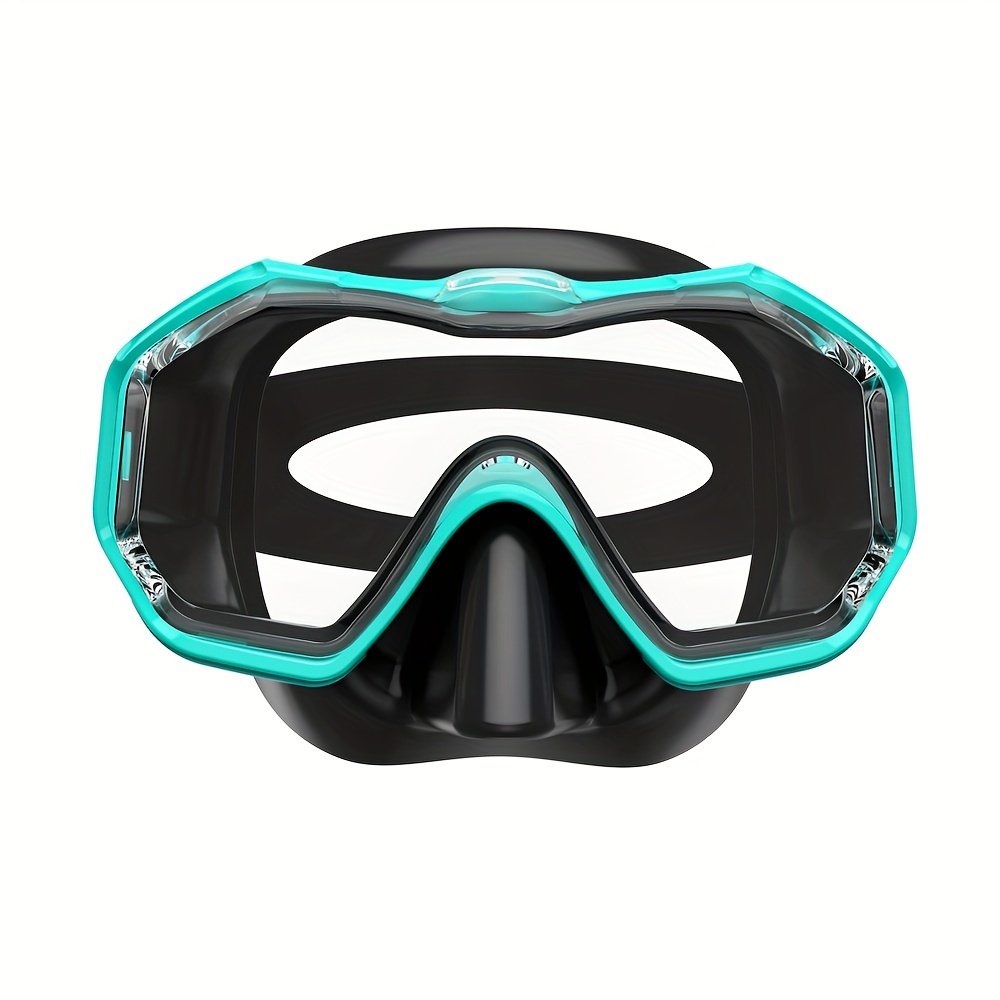 1pc Tri-Fin PC Lens Panoramic Wide Angle Adult Silicone Snorkeling Mask, Swimming Goggles, Leakproof, Easy Adjustment, Suitable for Snorkeling and Swimming Training