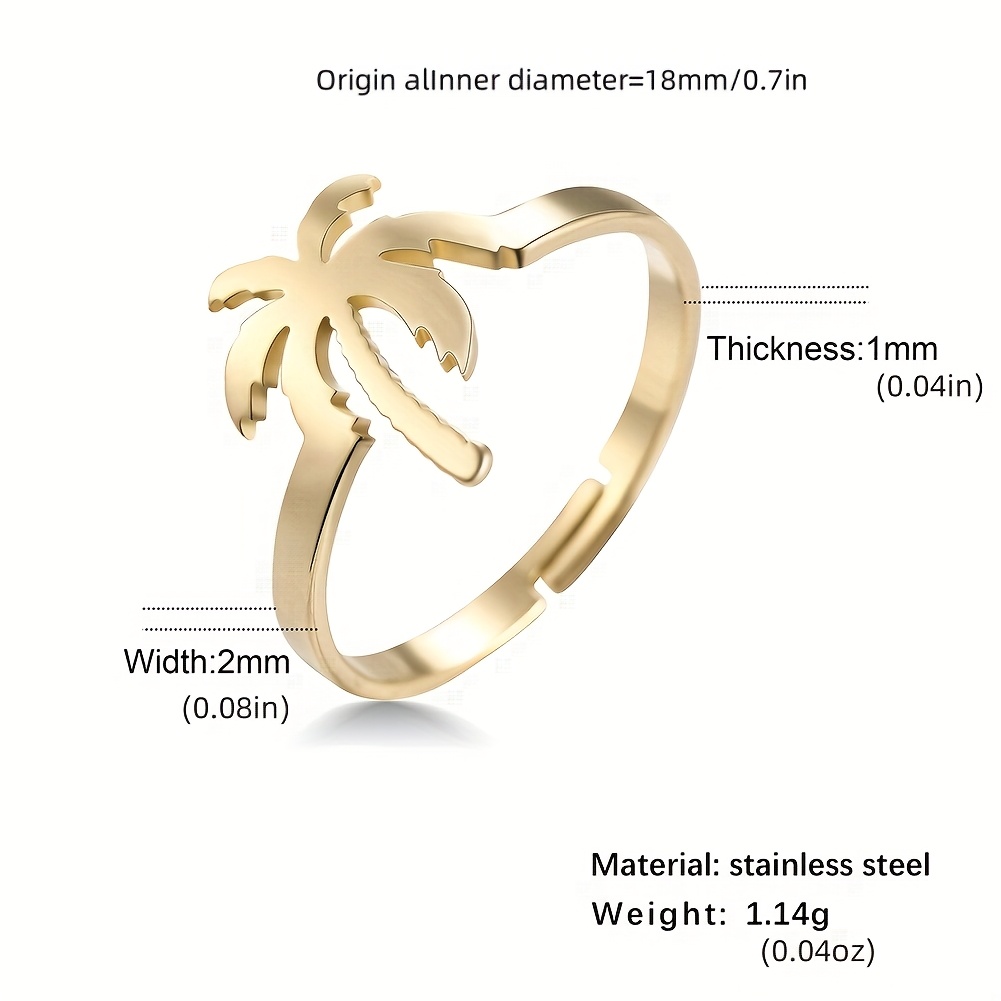 1pc Tree Men's Beach Ring Coconut Tree Ring Stainless Steel Adjustable Ring Party Jewelry Additions Bohemian Ocean Beach Style Anniversary Valentine's Day Gift