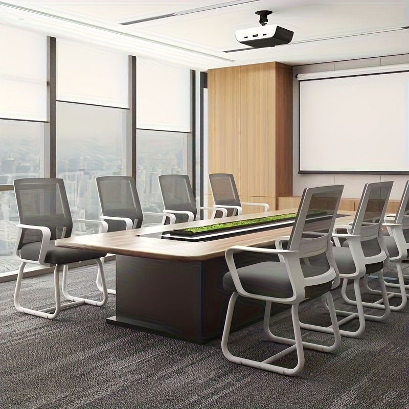 Silla de Oficina en Casa con Reposabrazos y Respaldo Ergonómico, Tela Transpirable, Asiento Moldeado, Adecuada para Oficina en Casa, Sala de Espera y Sala de Conferencias, Capacidad de Peso 130 kg, /Gris