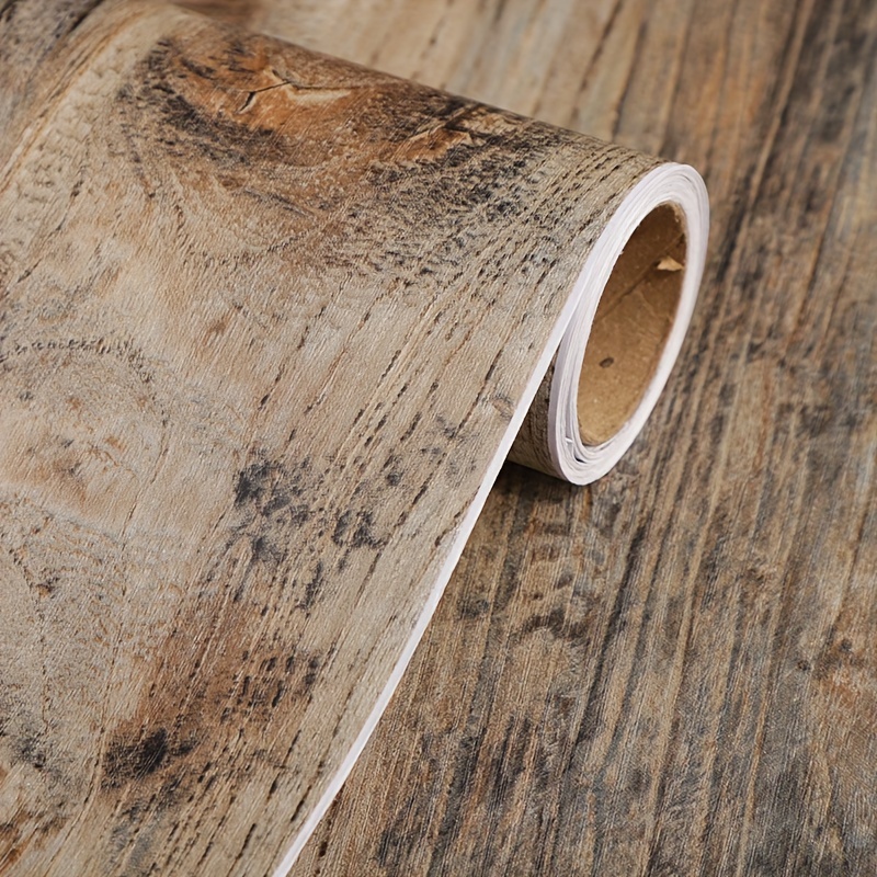 Image of Wood Tree Grain 3d Wood Texture Retro Wooden Board Wall Sticker Cabinet Desktop Self-adhesive Wallpaper Simulation Wood Texture Sticker