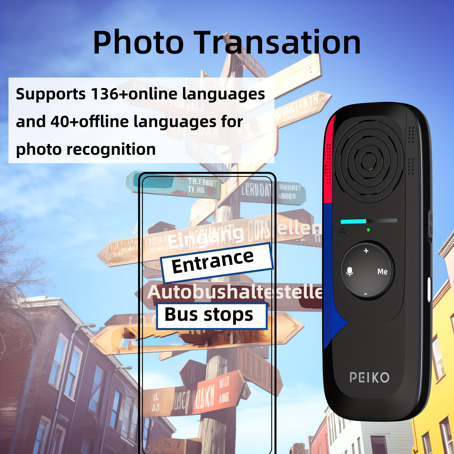 Dispositivo de traducción de lenguaje portátil, traductor instantáneo bidireccional, traducción de voz en línea a través de la aplicación, 136 idiomas soportados, dispositivo de traducción de alta precisión para viajes, negocios y aprendizaje. - Imagen 5
