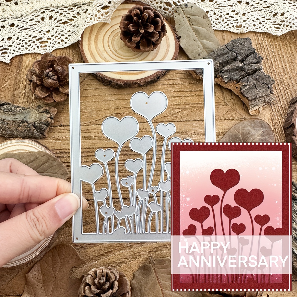 

Original Valentines Day Flowers Frame Die Cuts For Card Making, Metal Cutting Dies, Scrapbooking Paper Craft Knife Mould, Embossing Tools, Diy Scrapbooking & Stamping Supplies