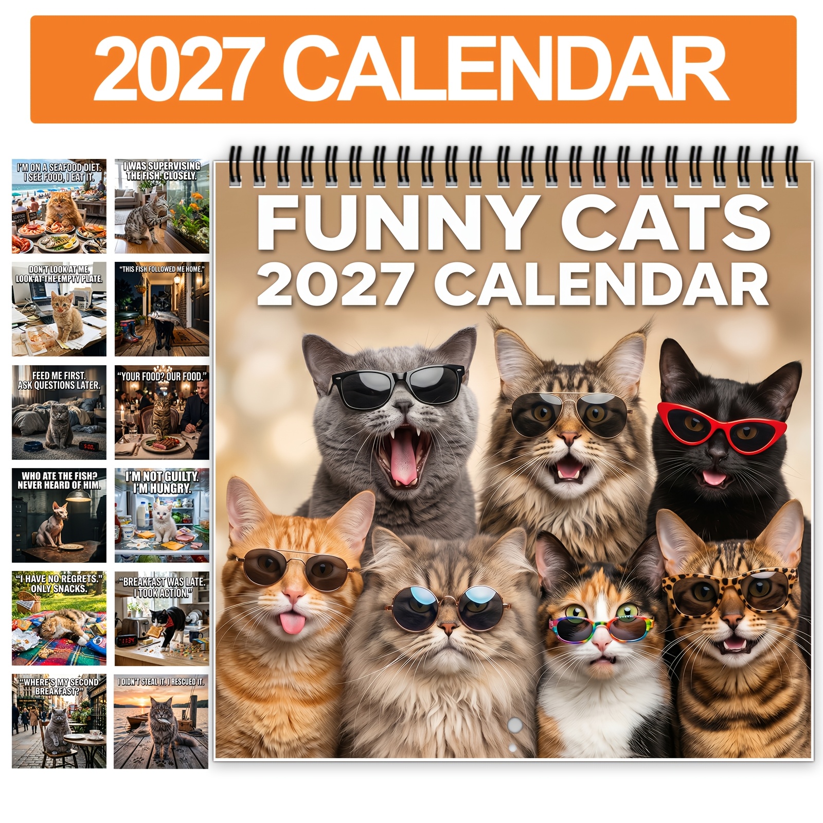 TEMU 1 2027 Meme Calendar-humorous Mao Calendar, Including Daily Phrases And Monthly Pages, Suitable For Home Office Decoration, Cat Lovers, Adult
