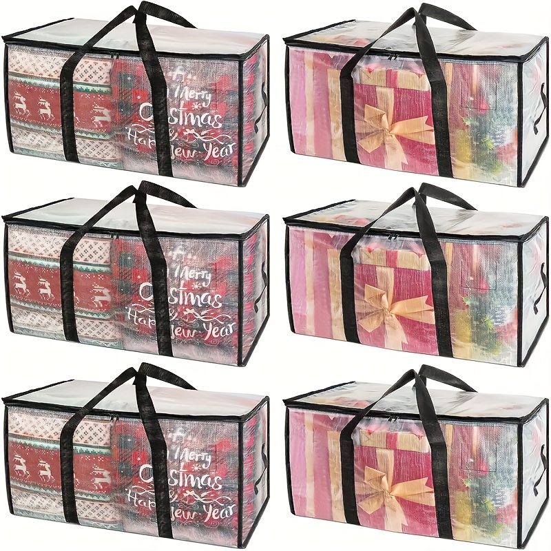 2pcs/6pcs Extra Large Transparent Storage Bags, Moving Bags With Reinforced Handles, Heavy Duty Storage Tote Bags For Clothes, Moving Supplies, Extra Large Storage Space, Trunks