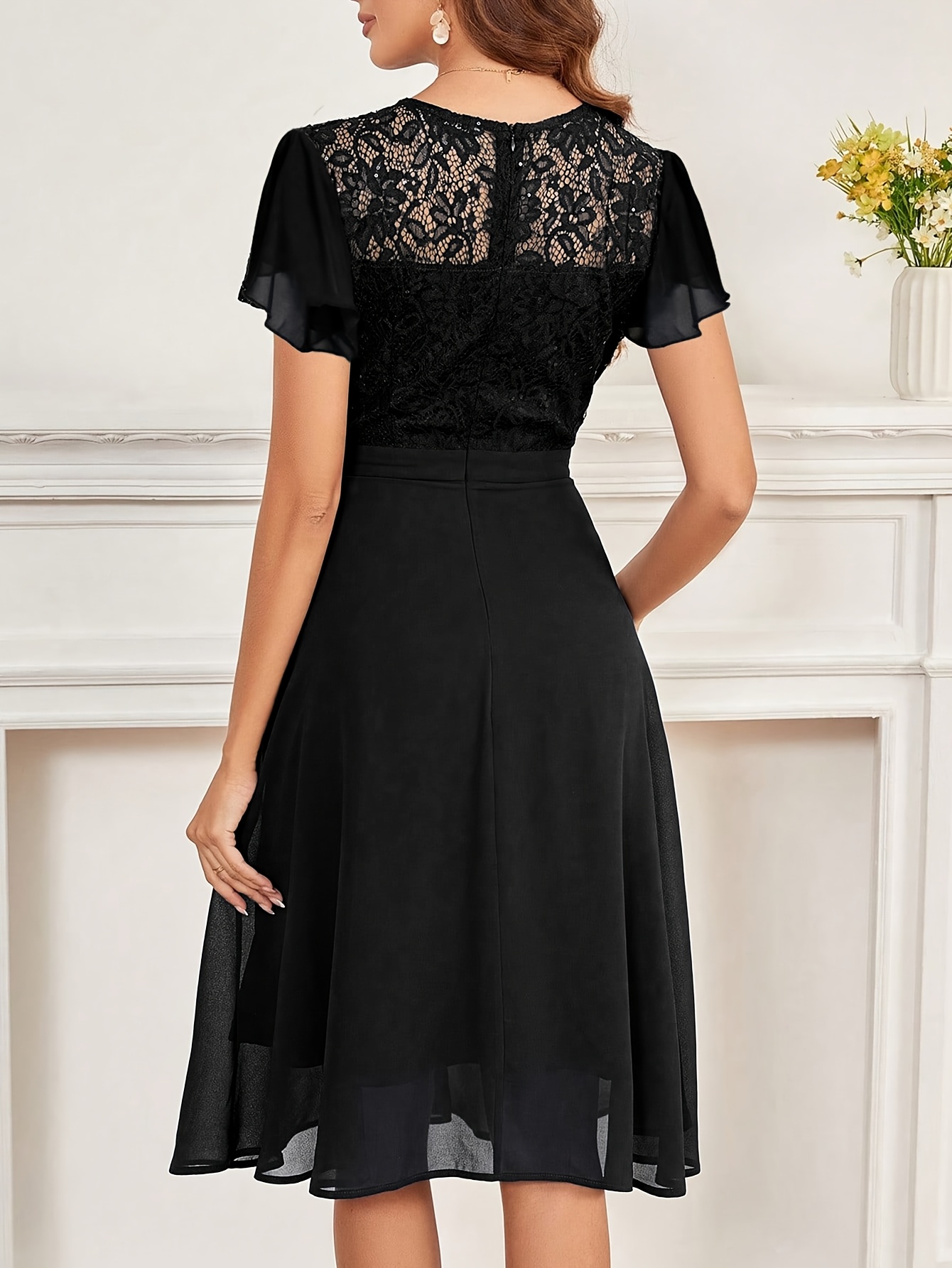 black maxi dress fashion nova SIMKHAI Women's Delphine Embellished Lace Cocktail Dress - Black main image 0