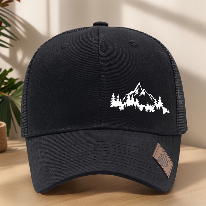 TEMU Gorra de béisbol con estampado de bosque montañoso, ideal para senderismo y deportes al . Gorra de de malla tejida, transpirable y anti-sudor,
