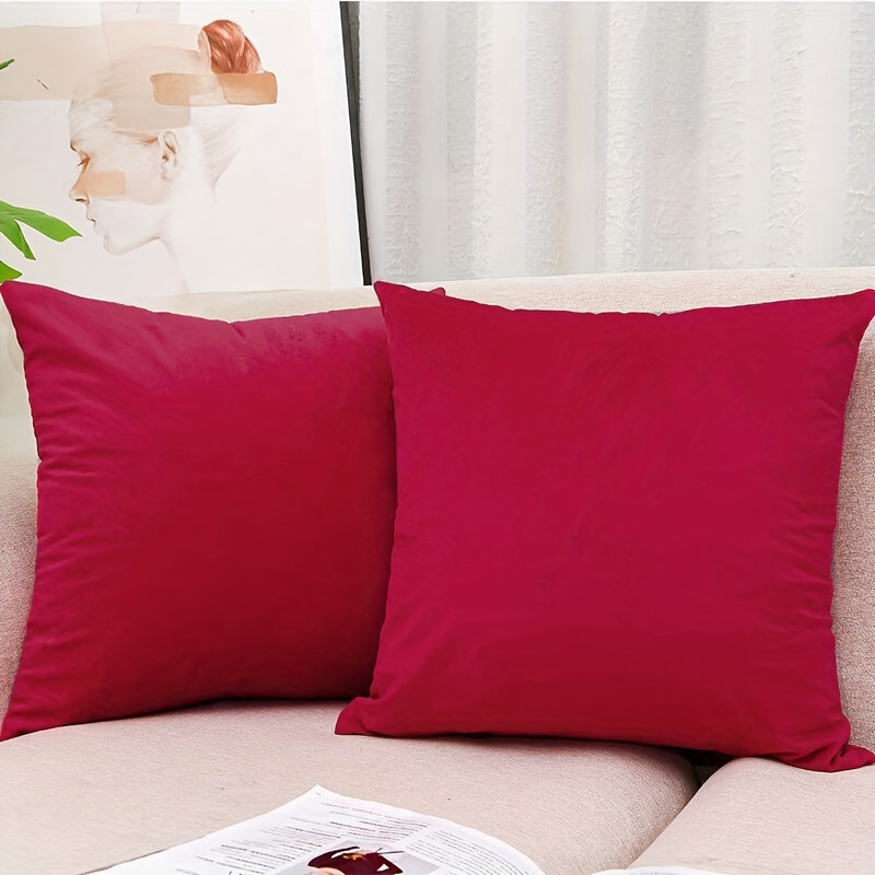 

2pcs/4pcs Housse de Coussin de Couleur Unie pour Canapé dans , Housse de Coussin de Voiture, Grande Housse de Coussin Rouge pour , Housse de Coussin en Velours