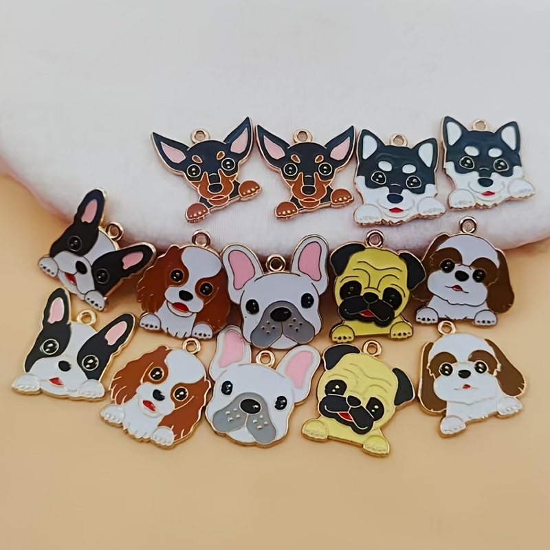 

14pcs Assorted Dog Breed Charms, Cartoon Zinc Alloy Pendants, Making, Sports Theme Animal Earrings & Necklace Accessories, No Plating