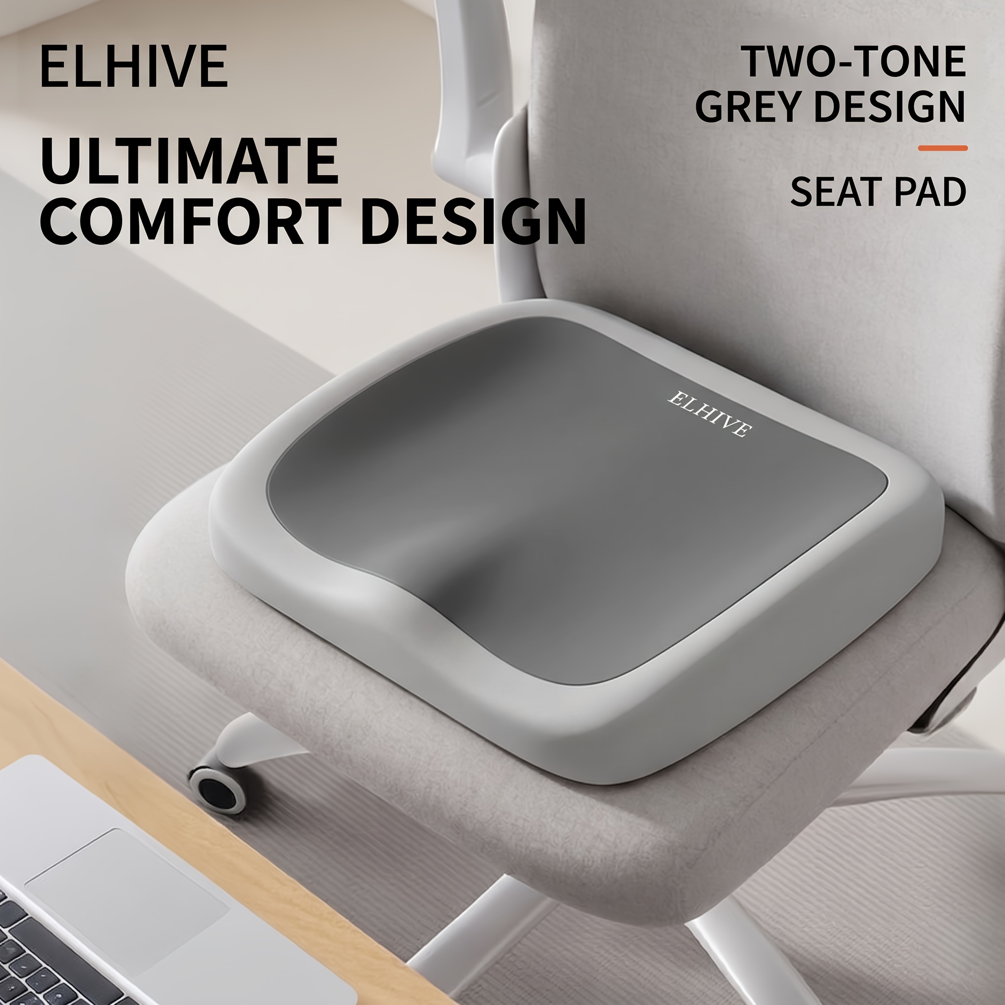 TEMU Coussin de chaise de bureau ergonomique 1 pièce en mousse à de de 10 heures – Support réglable pour les hanches et le bas du dos, convient , la