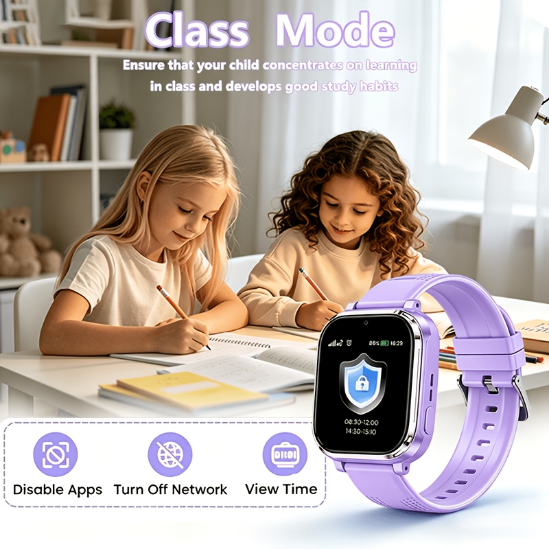 Smartwatch, 4G Student Smartwatch, Video- en spraakgesprekken en SOS noodoproep, GPS nauwkeurige positionering, ouderlijk toezicht app, wekker, rekenmachine, kalender, tiener smartwatch, geschikt voor jongens en meisjes van 4 jaar