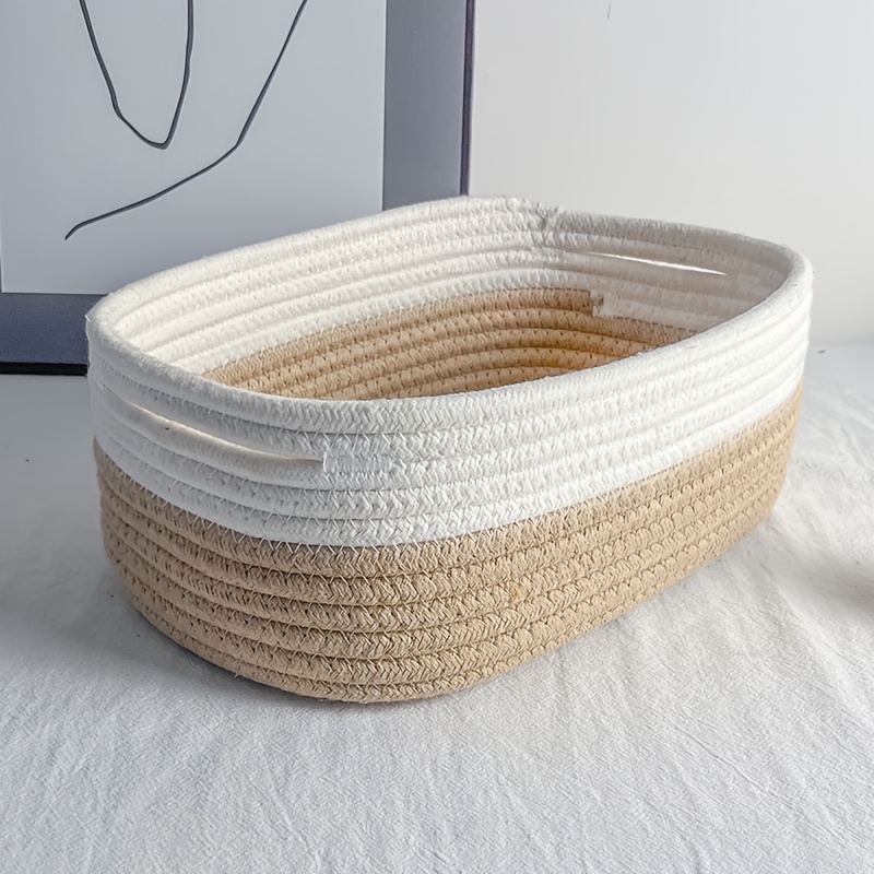 TEMU Cross-border Easy Rope Storage Basket Rope Desktop Organizer Basket Clutter Storage Basket Cosmetic Storage Basket, Shelf Baskets