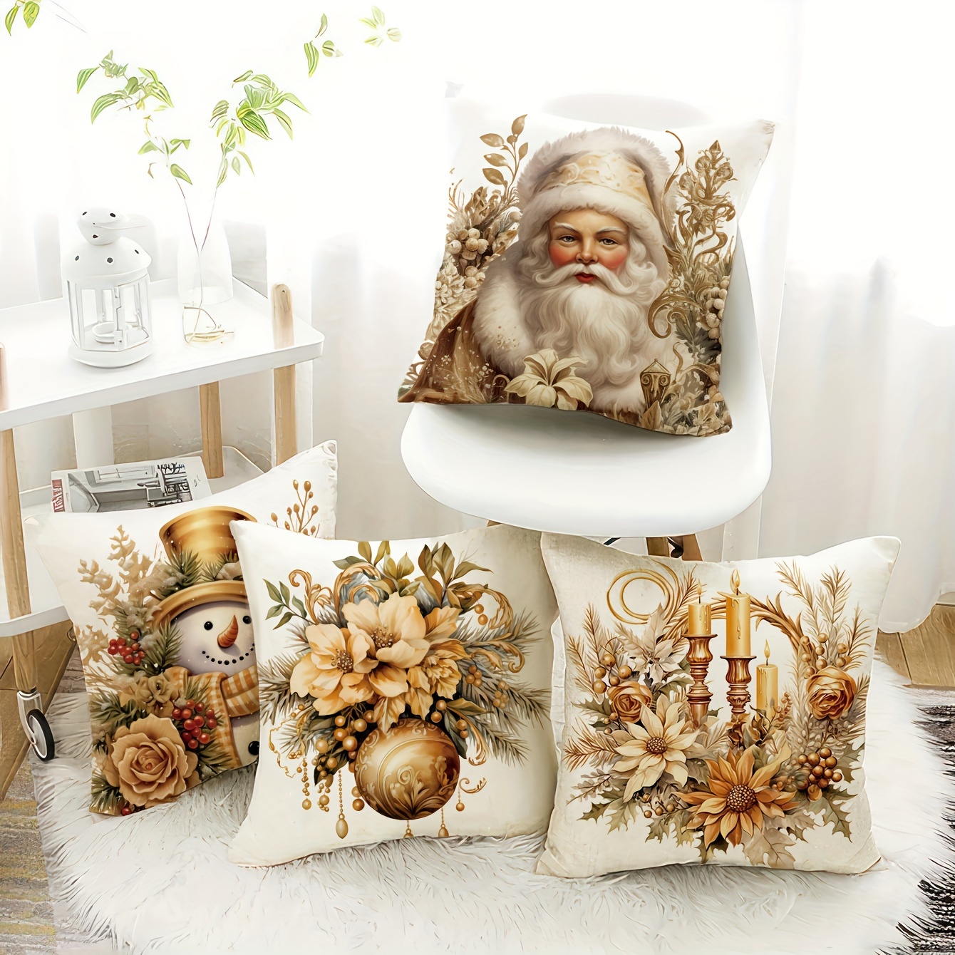 

Festive Christmas Pillow Covers: 18"x18" Traditional Style, Machine Washable, Zip Closure, Suitable For Multiple Room Types, Knit Fabric, Polyester Cover