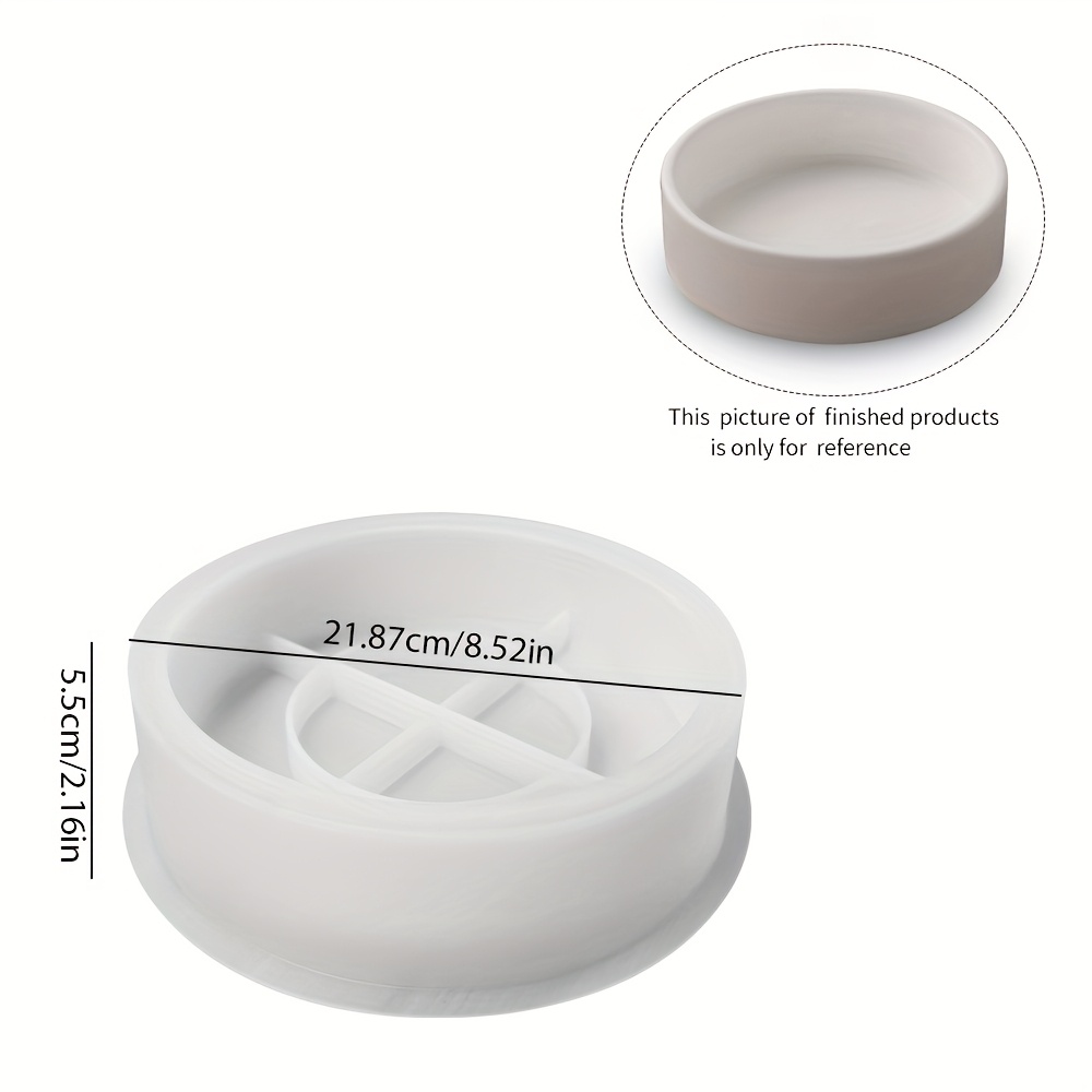1pc Large Round Silicone Tray Molds With Deep Sides For Resin Plaster Concrete Casting, Storage Container Tray Plate Silicone Molds For Art Decor