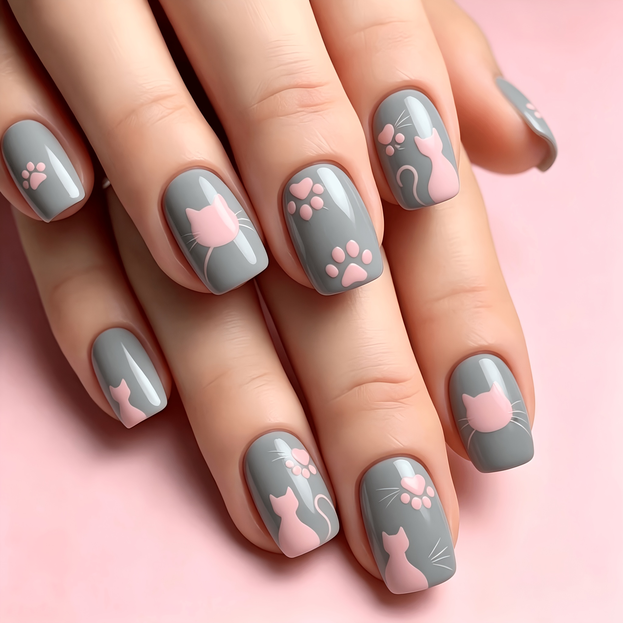 TEMU Lot de 24 faux ongles courts carrés autocollants pour un usage et de fête, ongles artificiels brillants réutilisables avec imprimé rose et motif