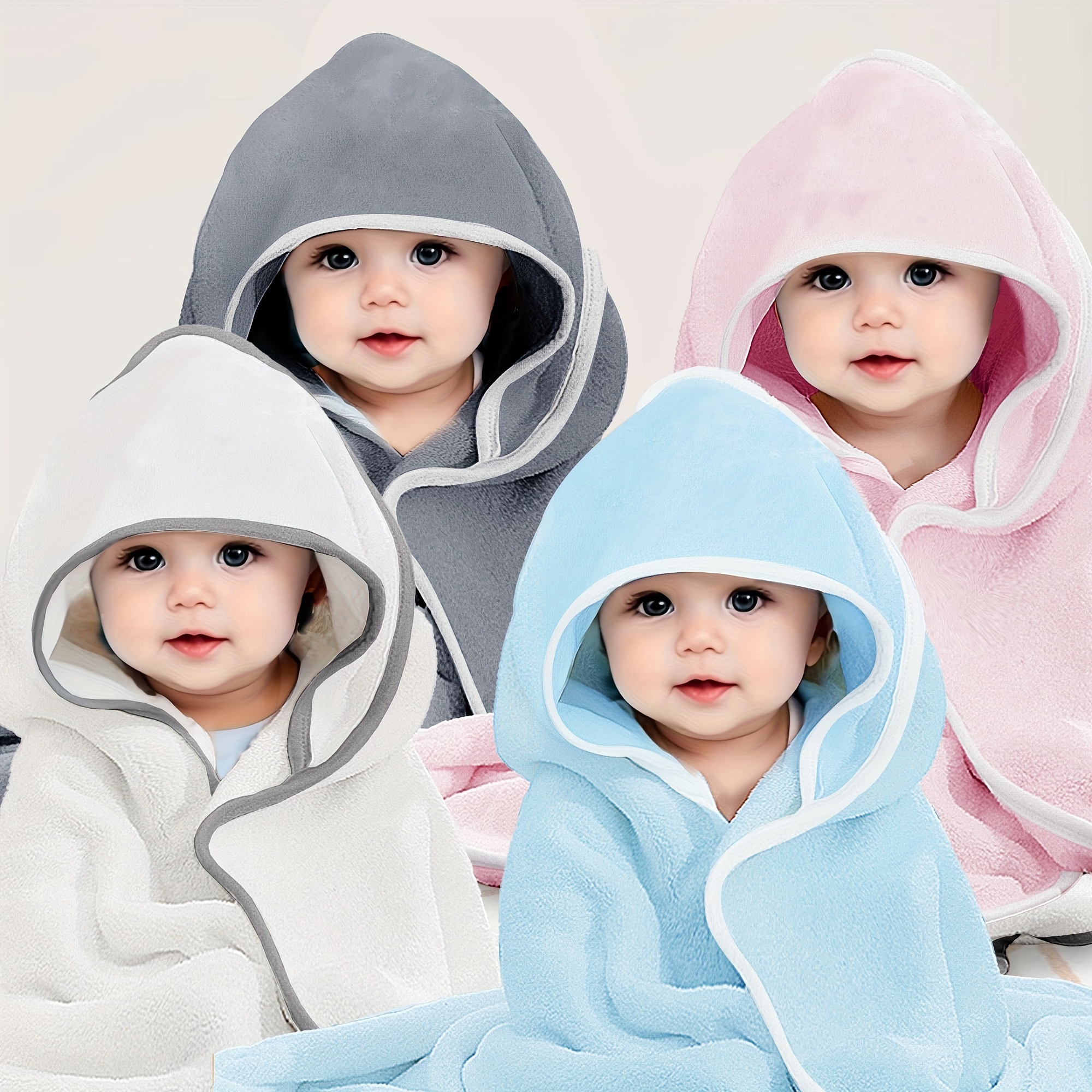 

4-pack Microfiber Hooded Bath Towels For Babies & Kids, Hand Wash Only, Ultra Fine Plush Towels With Hood For 0-8 Years - Multi-use Blanket, Robe & Beach Towel, Ideal For Seasonal Gifts