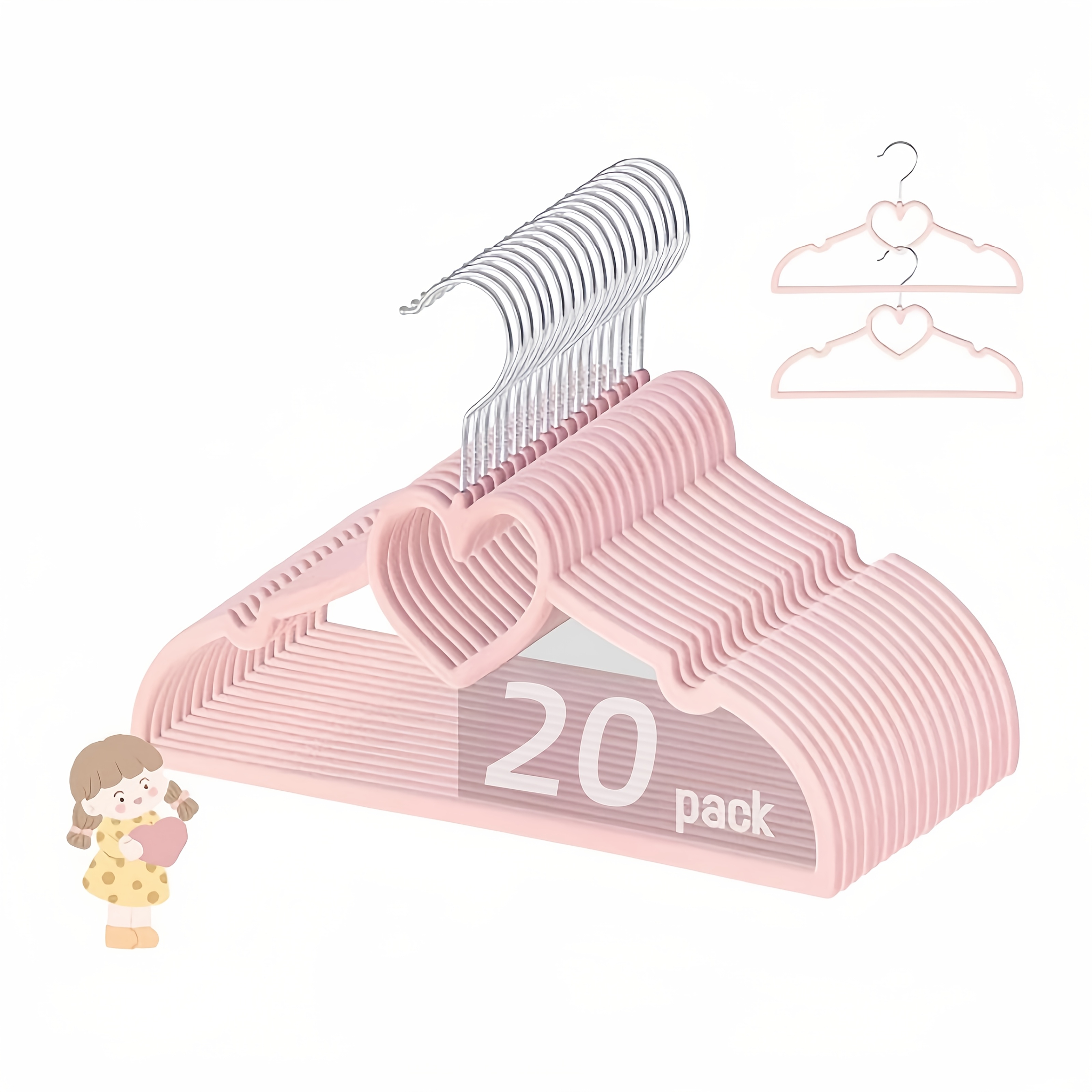 20-pack Of Sturdy Hangers For Kids' Closets, Featuring 12.8-inch Adorable Velvet Hangers In Non-slip Design, Colored Light Gray