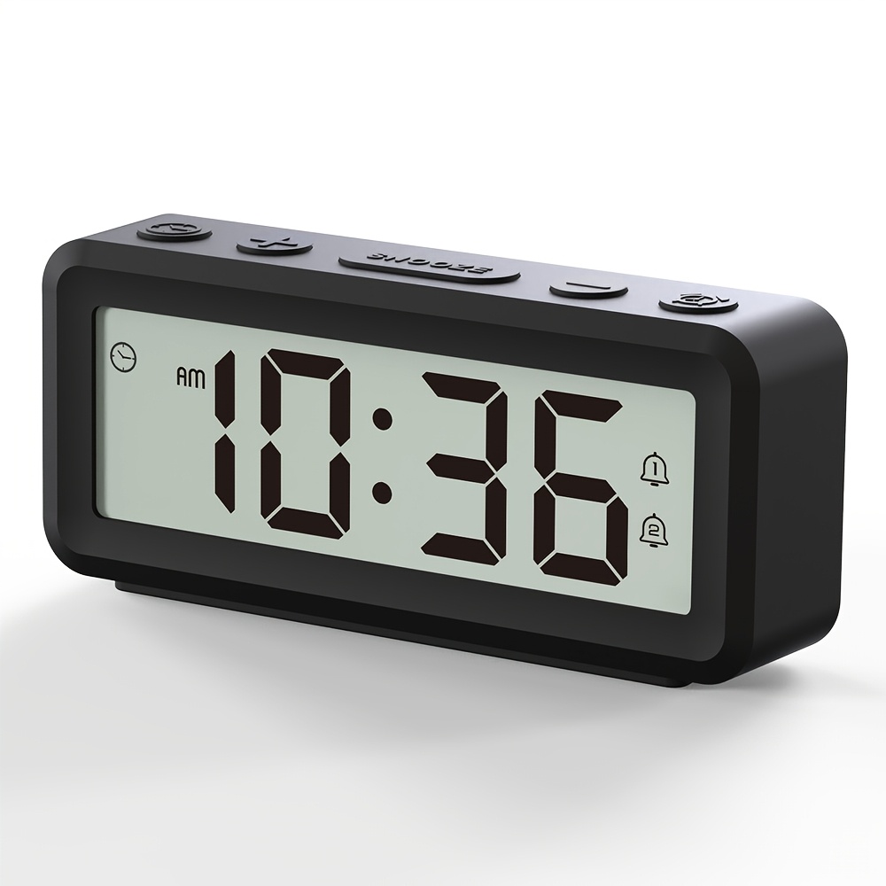 TEMU 1pc Small Digital Alarm Clock Easy To Carry, Battery Operated Travel Clock With Temperature And Humidity Display, Student Desktop Decorative