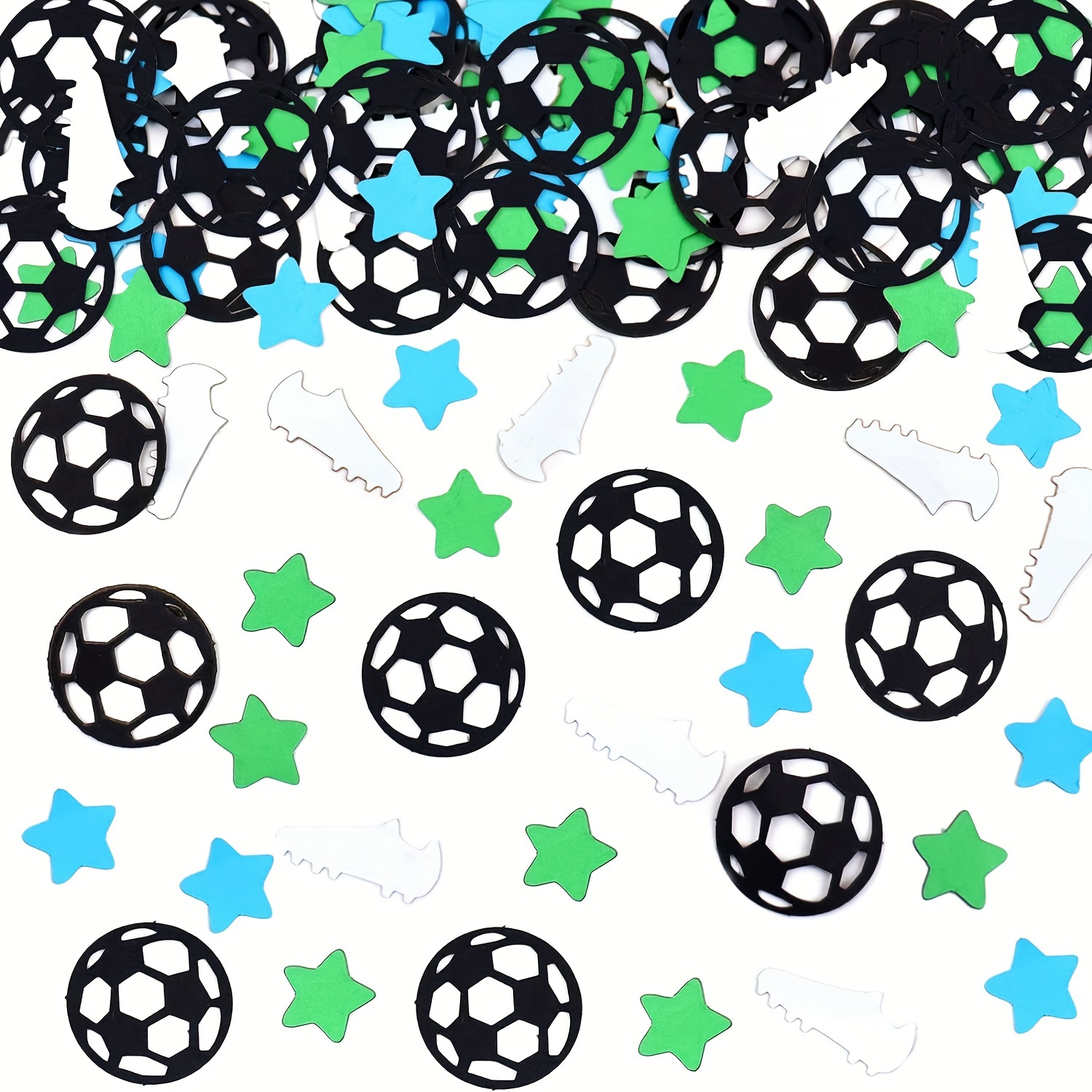 

100pcs Soccer Ball & Star Confetti Set, Football Themed Birthday Party Decorations, Paper Table For Sports Lovers, Party Supplies