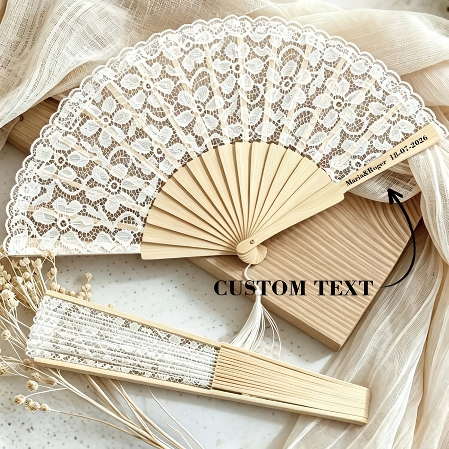 Personalized Handheld Fan with Lace Surface