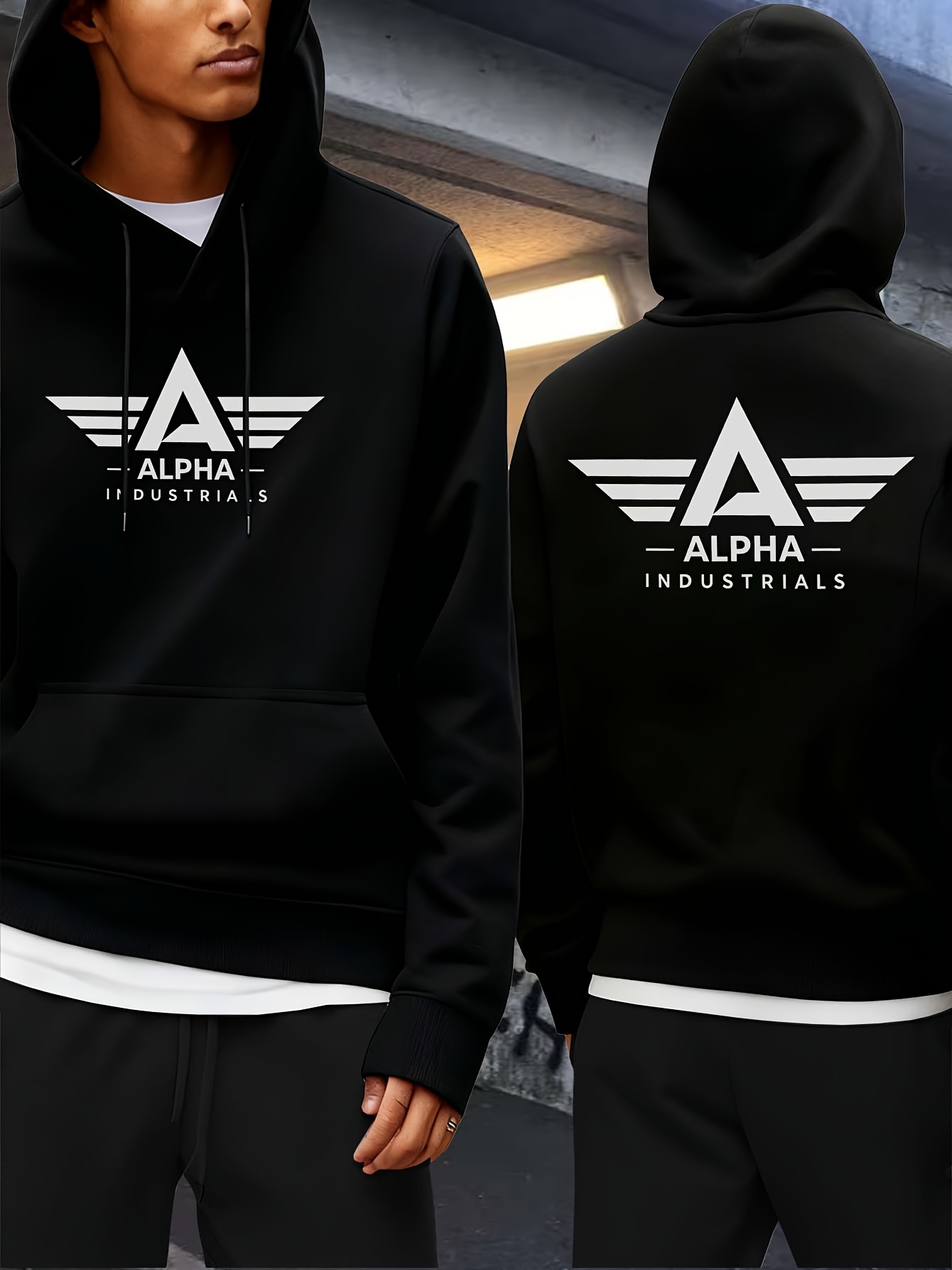 Men's Plush Thick Winter Hooded Sweatshirt - Retro Letter 'M' Print Pullover, Lightweight Warm Sweater with Hood, Machine Washable Casual Sweatic for Cold Weather Outfits (Men's Fashion)