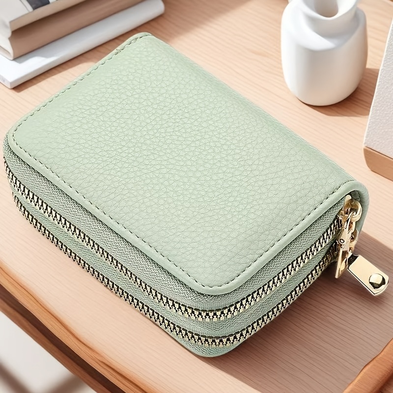 Image of Women's Lychee Wallet Compatible For Cards - Large Capacity Zippered Coin Purse & Card Holder With Nylon, Stylish Money For Cash, Credit/debit Cards, Ids