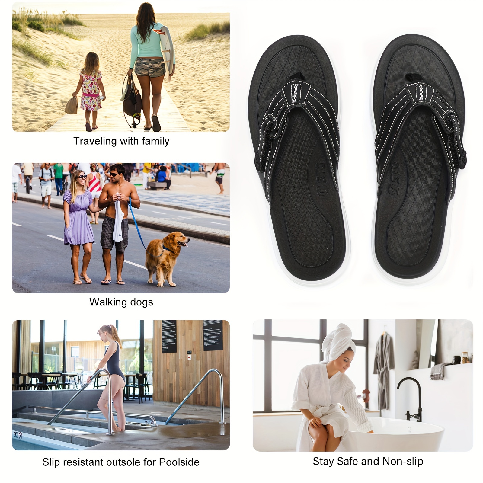 Stq Orthopedic Women s Arch Support Flip Flops Memory Foam details 2