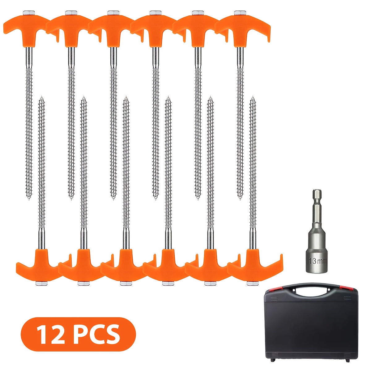 Image of 12/20-pack Tent Stakes, Sturdy Stainless Steel Tent Stake, Metal Threaded Ground Anchors, Tent Stakes For Camping