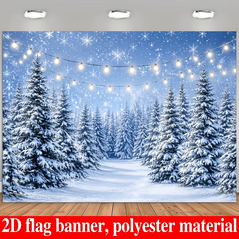 Winter Snowy Forest-Themed Backdrop Featuring Falling Snowflakes