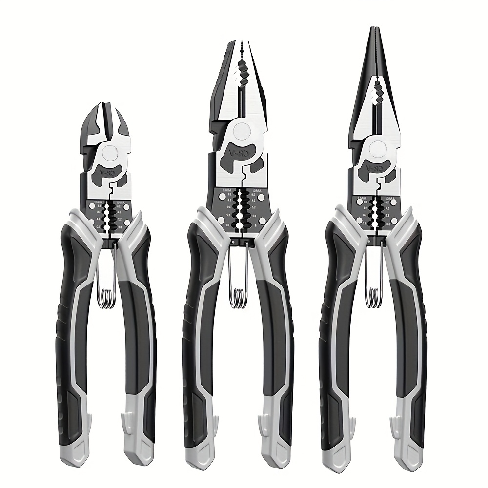 TEMU 3pcs Multifunctional Universal Diagonal Pliers Needle Nose Pliers Hardware Tools Universal Wire Cutters Electrician