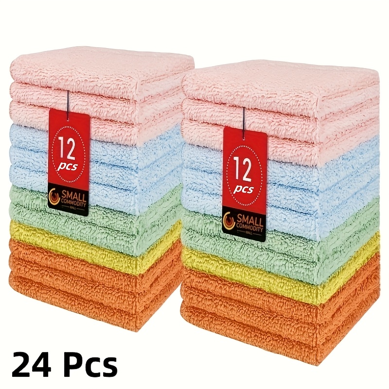 Super Towel 12/24pcs, Absorbent Towel Towel, Suitable For Bathroom, Gym, Outdoors, Spa And Kitchen, Mixed, 30x30cm
