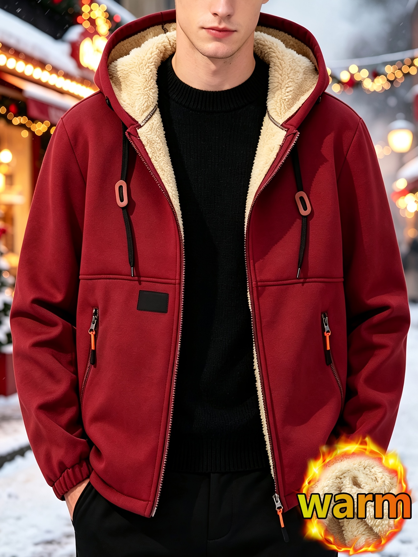 Cardigan à capuche pour homme en polaire épaisse, sweat à capuche chaud et tendance en polaire, sweat à capuche ample et confortable avec cordon de serrage, vêtements d'automne et d'hiver pour hommes, sweat à capuche décontracté pour homme avec poches zippées, convient pour l'hiver et l'automne