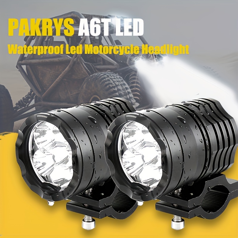 2 phares de travail à LED pour motos, feux auxiliaires à faisceau Hi/Lo,  jaune, blanc, pour motocyclette, UTV, Quad, 12V, 24V