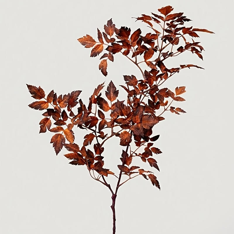 TEMU 1 pièce/3 pièces Tiges de fleurs artificielles CoHonescu à grandes feuilles noires, Tiges de feuilles de prunier CoHonescu noires factices de 32