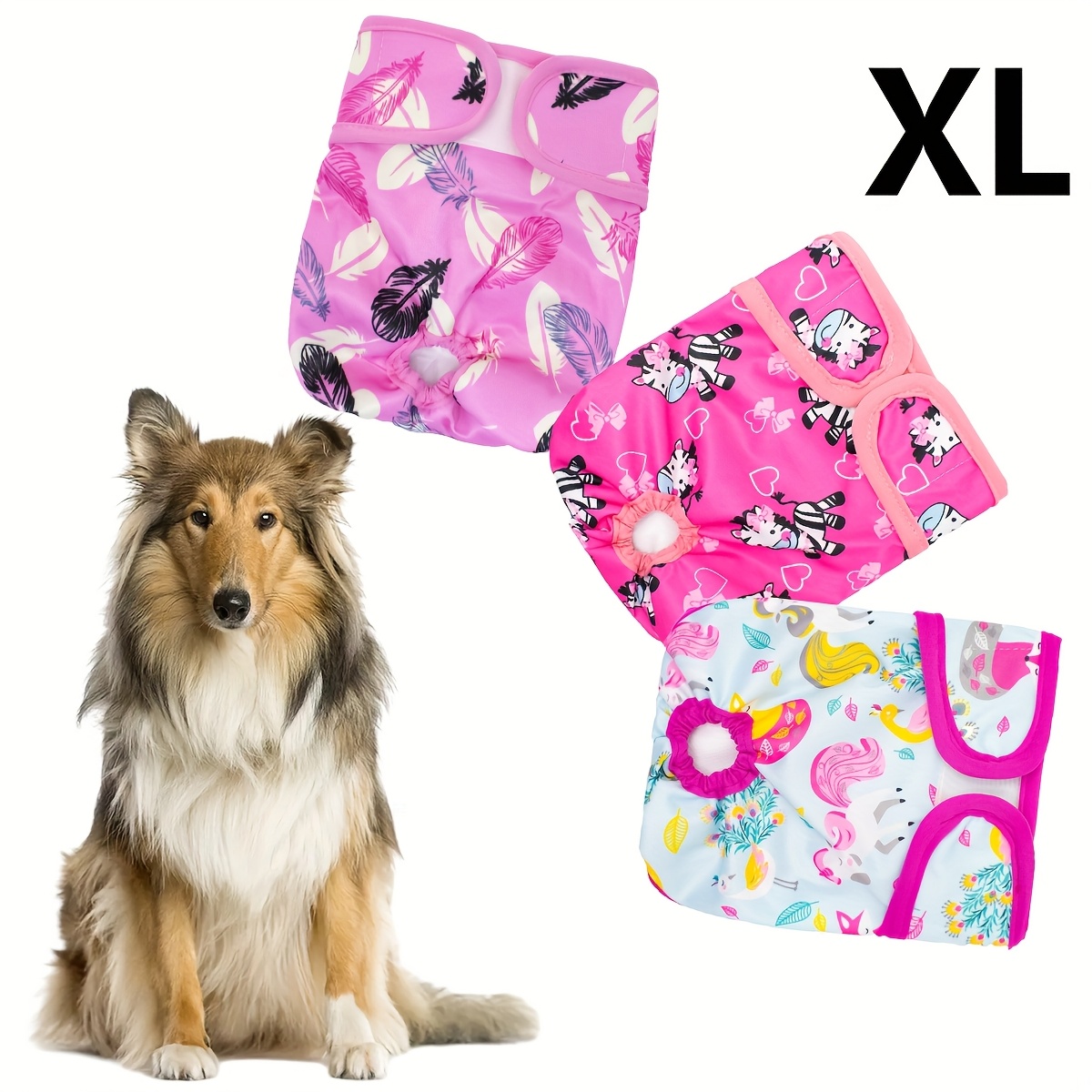 TEMU Couche pour chien pour femmes, 3 pièces, couches lavables pour chien en estrus, culottes physiques réutilisables pour chien