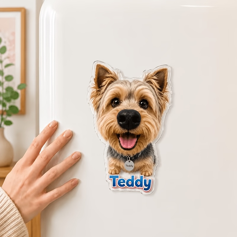 TEMU 1pc Personalized Dog Nose Magnet Sticker - Customizable Pet Photo/name And Face, Fridge Magnet, Suitable For Fridge Decoration, Dog Nose Design,