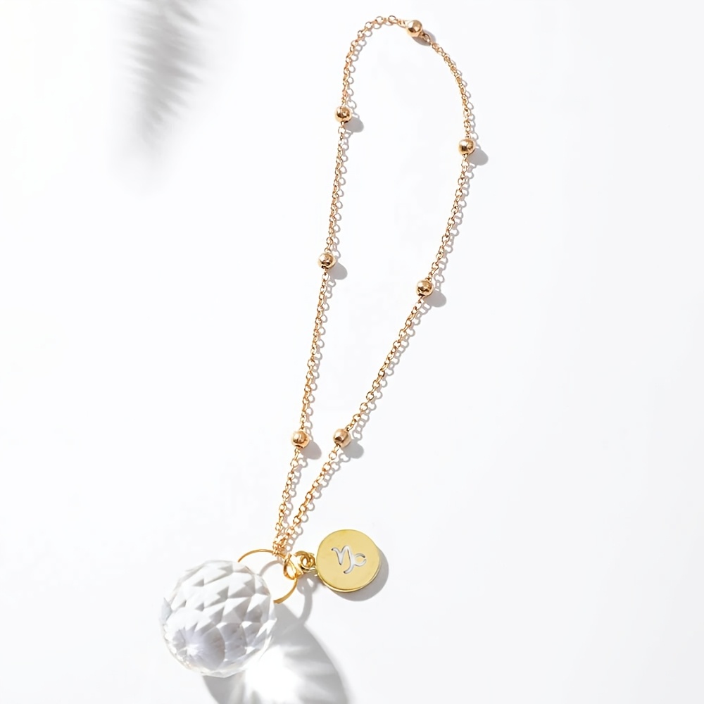 1pc 12 zodiac signs crystal hanging sun catcher golden metal chain pendant decoration car sun catcher for window home office wedding party garden decoration