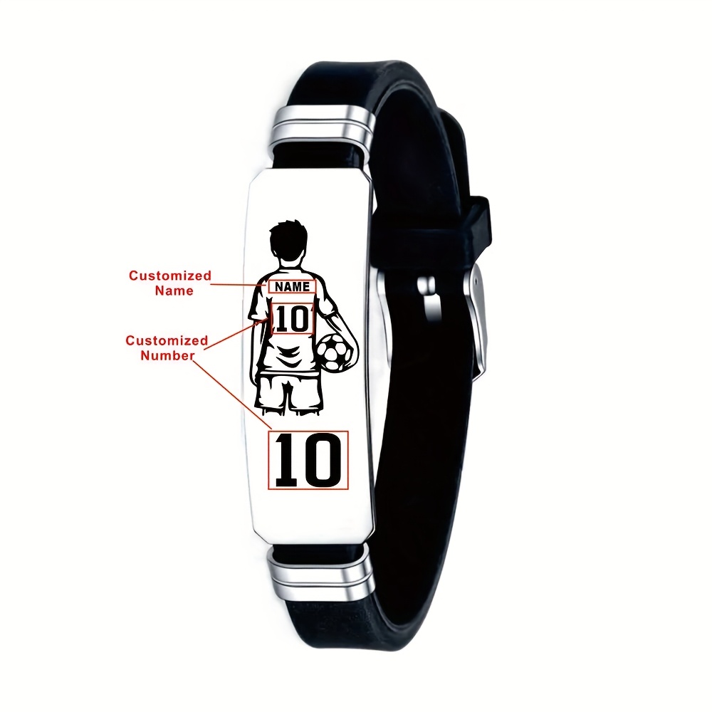 E-shop Personalisiertes Fußball-Sport-Style 304 Edelstahl Armband, perfektes Accessoire für Fußball-Enthusiasten, Urlaubs-Geburtstagsgeschenk für