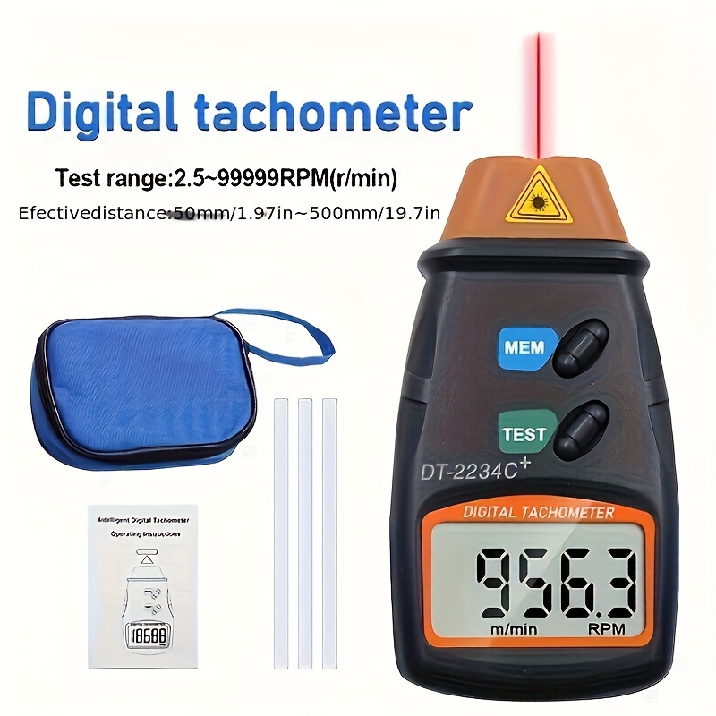 

1pc, Digital Tachometer Non-contact Rpm Meter, 2.5-99.999 Rpm Measurement, Wheels, Lathes, Electric Fans, Car Testing, Battery (not Included)