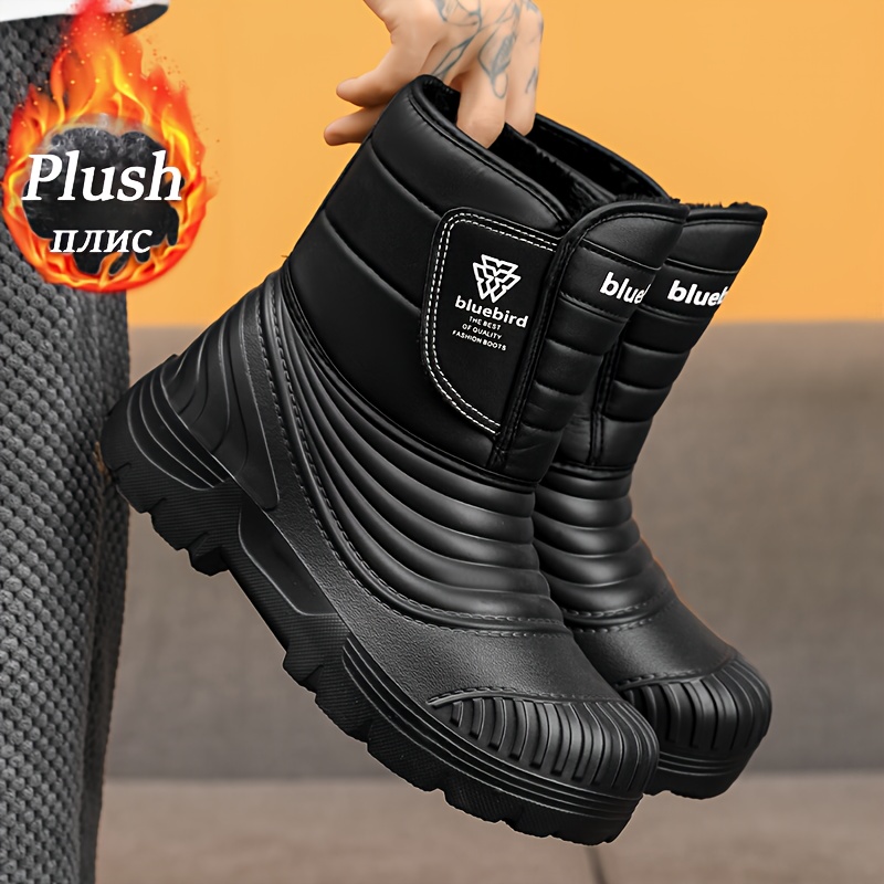 Men's High Quality Winter Snow Boots With Upper & Sole - Short Ankle-high Cold-resistant Trekking, -on/ For Ice, Snow, Mud - Ideal For, Camping, Outdoor Activities (black)
