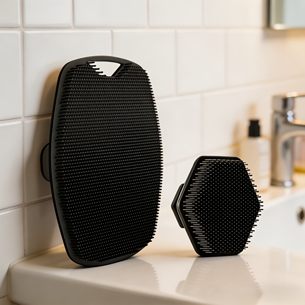 TEMU Ensemble de gommages , lot de 2 brosses exfoliantes pour le dos avec brosse hexagonale, outils de nettoyage de douche polyvalents pour une