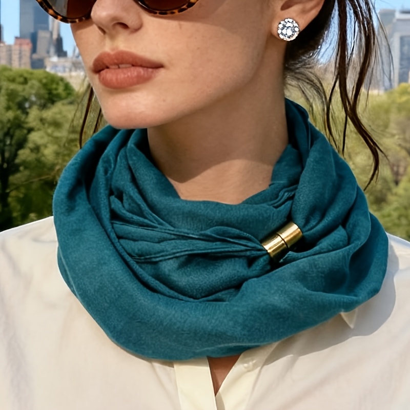 TEMU Otvs Women's Soft Warm Windproof Scarf Suitable For Winter - Solid Color Short Neck Warmer, Non-elastic Basic Collar, Versatile For Outdoor,