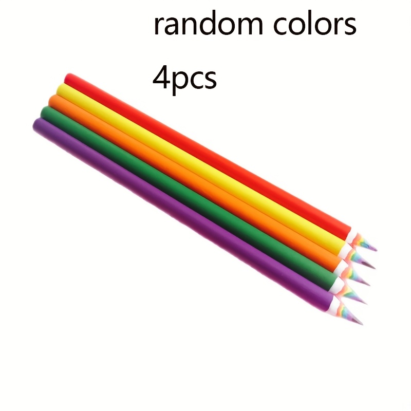 4pcs Random Color Rainbow Pencils, For Writing And Drawing, School Supplies Wooden Colored Pencils