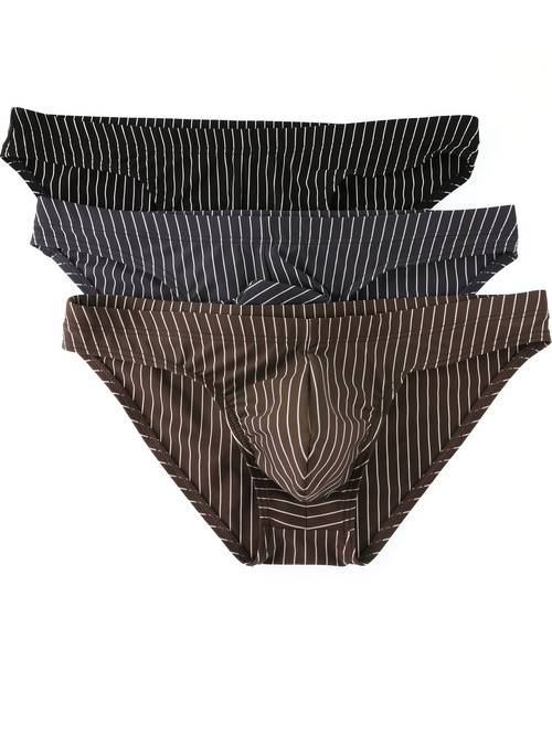 imagem do item conjunto de 3 cuecas masculinas listradas, estilo , estilosas, de cintura baixa, finas, respiráveis e refrescantes, shorts esportivos da moda e confortáveis, calças tropicais de verão