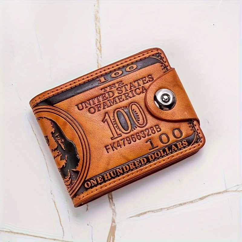 

Pu Leather Wallet With Unique Dollar Design, Multi-card Bifold Classic Short Wallet