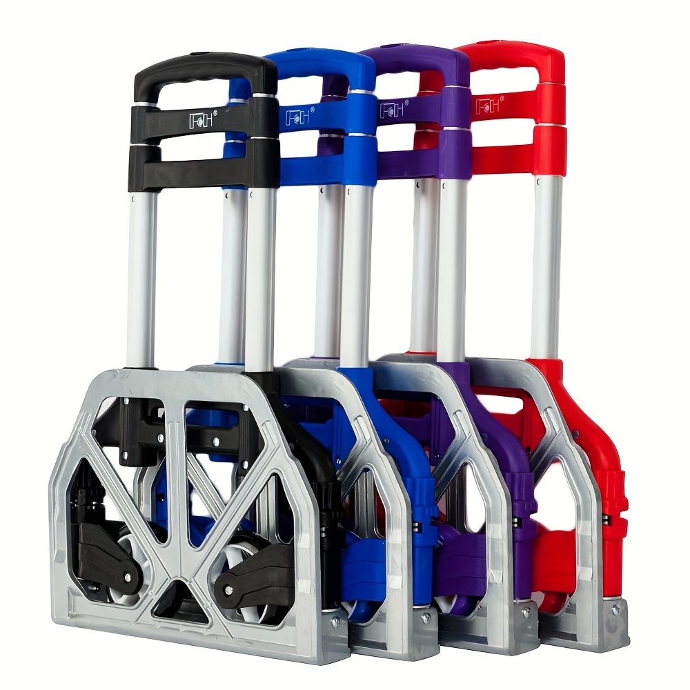 folding aluminum hand cart and dolly with a capacity of 165 lbs suitable for home automotive office and travel use