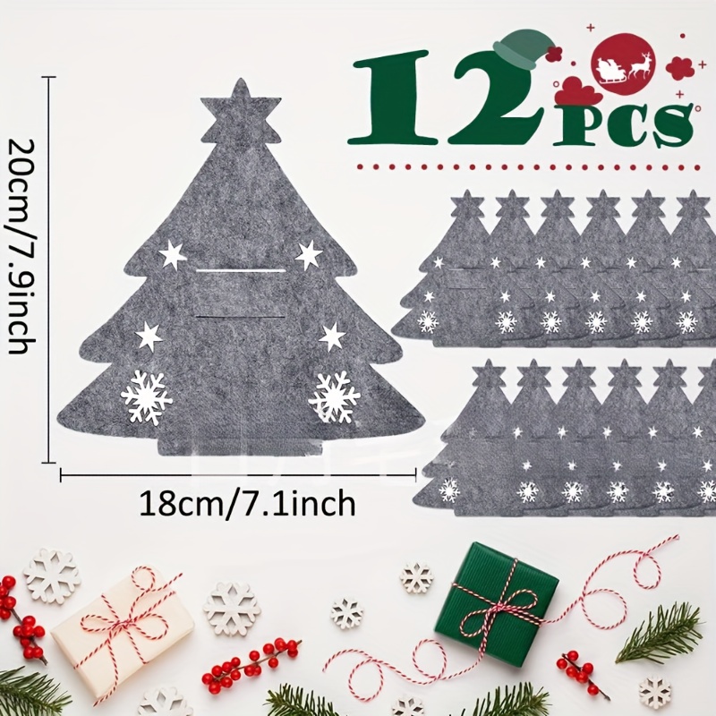 

12pcs Christmas Tree Table Set, Utensil , Non-electric, Featherless, For Christmas, Halloween, Easter, Thanksgiving, And Universal