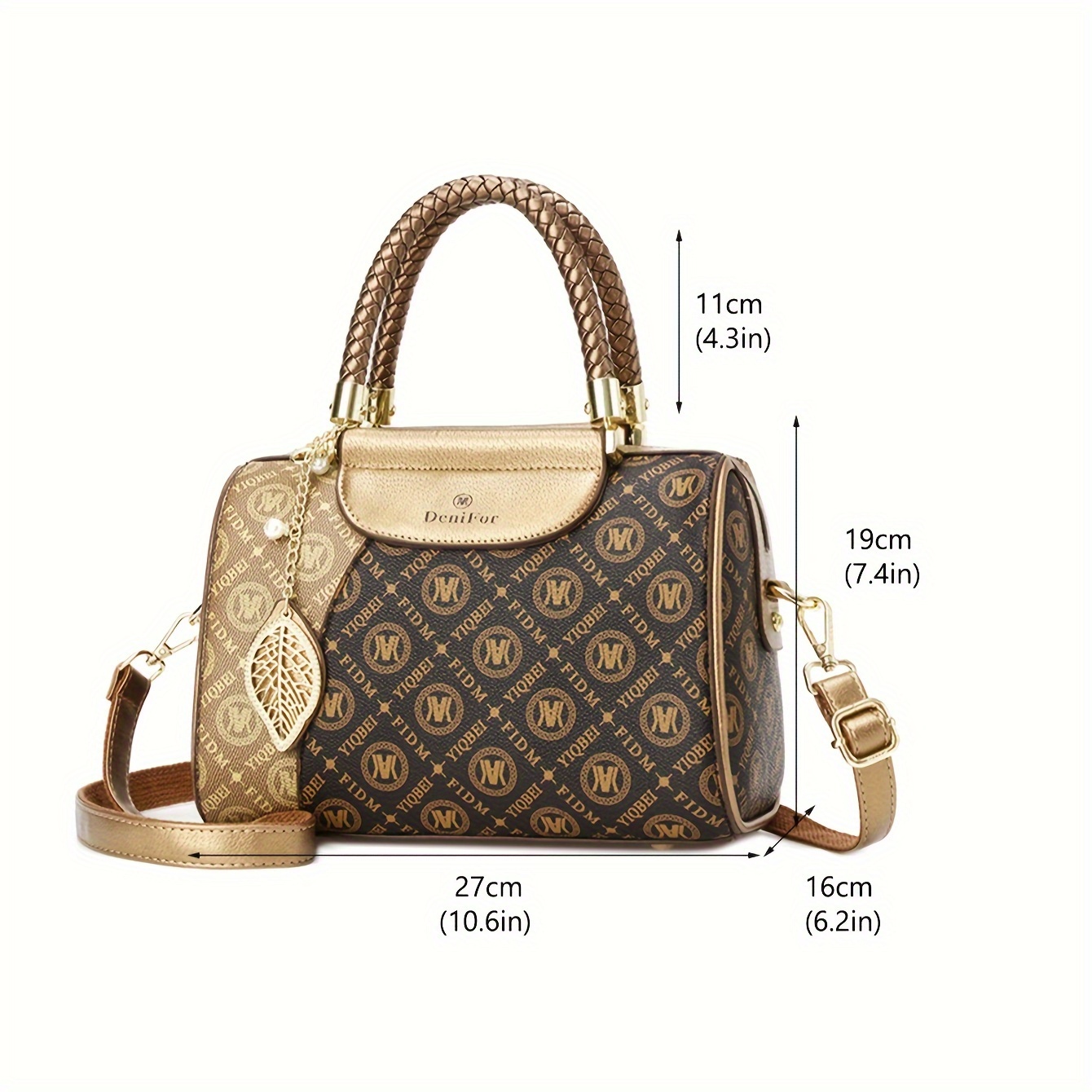 elegant and delicate ladies bucket bag with leaf pendant lightweight multi compartment shoulder bag adjustable shoulder strap with carry handle crossbody bag suitable for students and workers for commuting or traveling womens purse holiday gift details 2