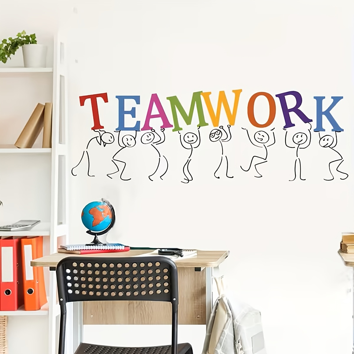 1pc Teamwork Collaboration Wall Sticker - Vibrant Motivational Office Decor, Self-adhesive Pvc Sticker, Suitable For Home, Classroom, And Meeting Room, Easy-to-apply Sticker