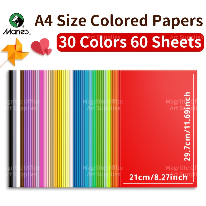 TEMU 60 Sheets Of High-quality A4 Colored Paper - Perfect For Printing, Origami, And Crafting, In 30 Bright Colors, Great For Projects And Home